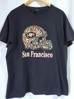 San Francisco 49ers Men’s Large Graphic Helmet Tee Black NFL Fan Shirt L